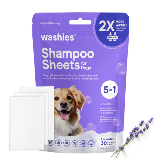 Washies Pet Shampoo Sheets for Dogs (Pre-measured Dissolving Shampoo Washing Sheets for Pets