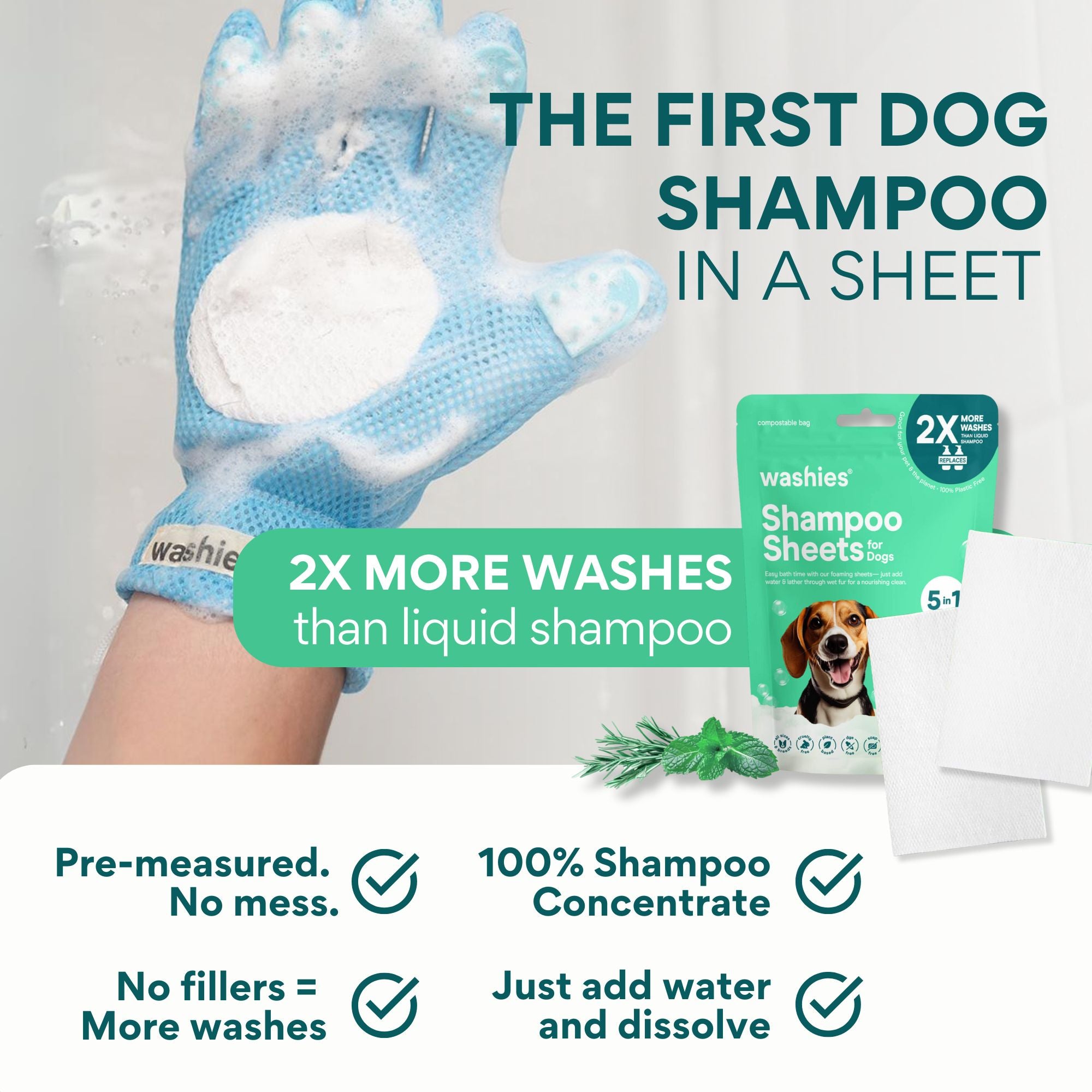 Shampoo Sheets for Dogs (Mint)